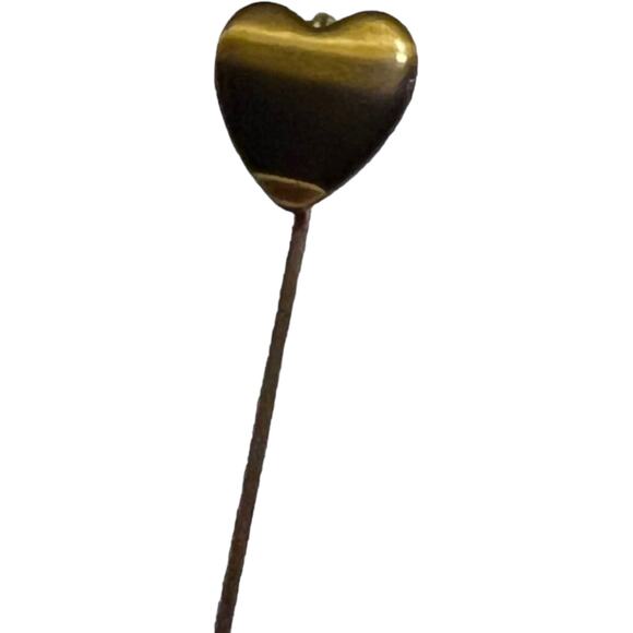Vintage Tigers Eye Heart Hat Pin/Stick Pin - Natural Stone Lapel Pin - Picture 5 of 12